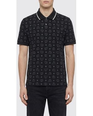 MCM Polo De Algodón Con Logo - Negro