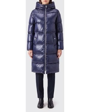 Herno Long Waterproof Quilted Nylon Down Coat With Hood - Blue