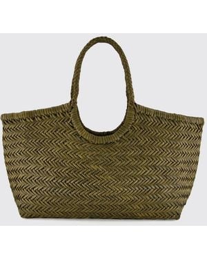 Dragon Diffusion Nantucket Woven Leather Shoulder Bag With Braided Handles - Green