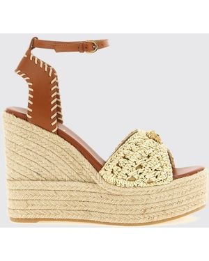 Versace Sandalia De Cuña De Rafia De Ganchillo Y Piel - Neutro