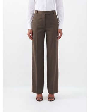 JOSEPH High-Waisted Wide Leg Tailored Trousers - Grey