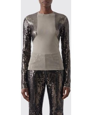 Rick Owens Top De Manga Larga Y Corte Slim Con Lentejuelas Y Cuello Redondo - Gris