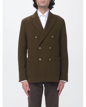 Circolo 1901 Double-Breasted Slim Fit Cotton Blazer With Peak Lapels - Green