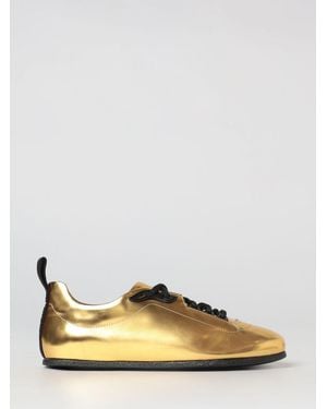 Moschino Laminated Leather Trainers - Metallic
