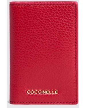 Coccinelle Metallic Small Grained Leather Credit Card Holder