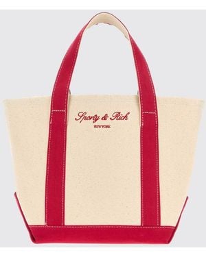 Sporty & Rich Sporty &Amp Rich Cotton Canvas Handbag With Embroidered Logo - Pink