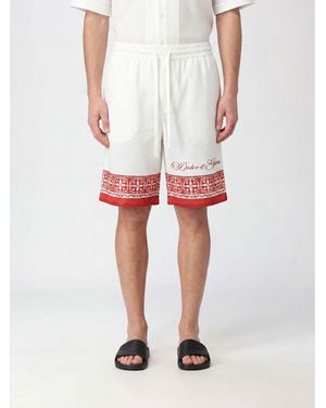 Dolce & Gabbana Dolce &Amp Gabbana Knee-Length Silk Shorts With Maioliche Print And Drawstring - White
