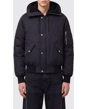 MM6 by Maison Margiela Hooded Padded Nylon Bomber Jacket With Multiple Pockets - Blue