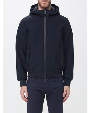 Heskimo Nylon Hooded Windbreaker Jacket With Zip Closure - Blue