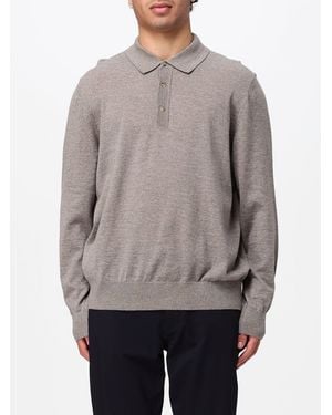 BOSS Long-Sleeved Knit Polo Shirt - Gray