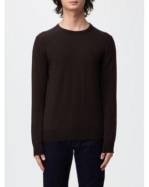 Brooksfield Crewneck Wool Jumper With Long Sleeves And Ribbed Trims - Black