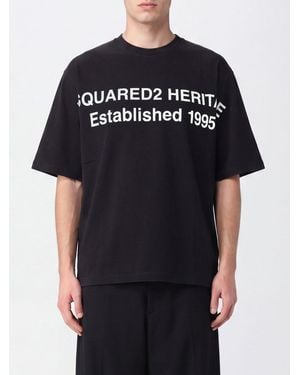 DSquared² Relaxed Fit Cotton Logo T-Shirt With Dropped Shoulders - Black