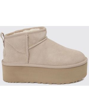 UGG Classic Ultra Mini Platform Suede Boots - Natural