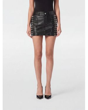 Philipp Plein High-Waisted Slim-Fit Lambskin Leather Pencil Miniskirt - Black