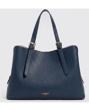 Twinset Grained Synthetic Leather Bag - Blue