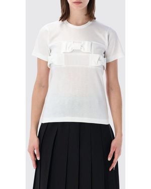 Comme des Garçons Comme Des GarÇ Ons Cotton T-Shirt With Bow Appliqué And Print - White