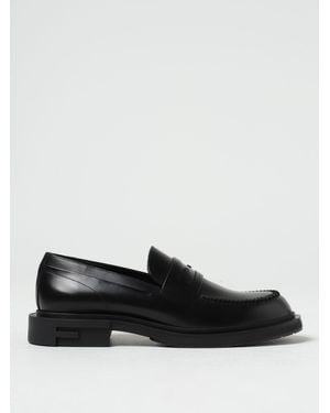 Fendi Frame Leather Loafers With Logo - Black