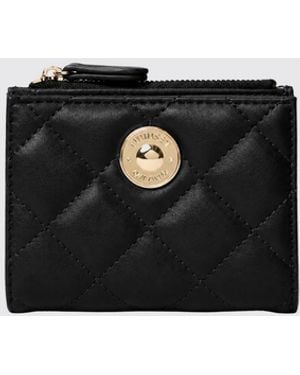 Twinset Small Quilted Faux Leather Wallet With Metallic Logo - Black