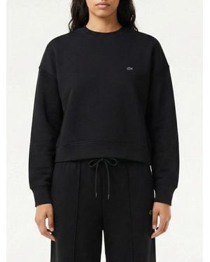 Lacoste Cotton Blend Crew-Neck Sweatshirt - Black