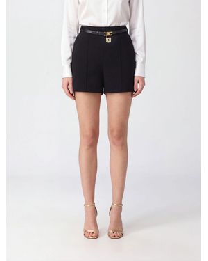 Elisabetta Franchi Shorts De Talle Medio De Crepé Con Cinturón Y Hebilla Con Logo - Negro