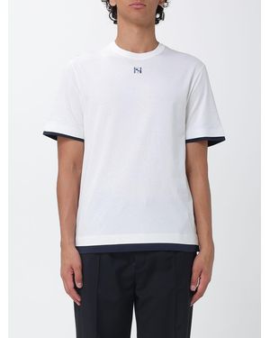 Fendi T-Shirt En Coton Avec Monogramme Ff Et Finitions Contrastantes - Blanc