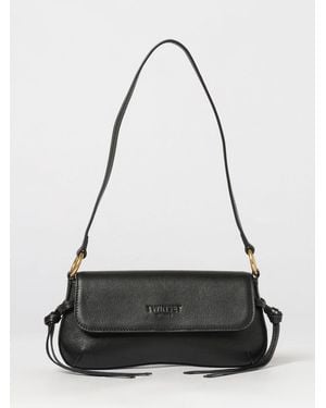 Twinset Calfskin Shoulder Bag With Tassels And Flap Closure - Black