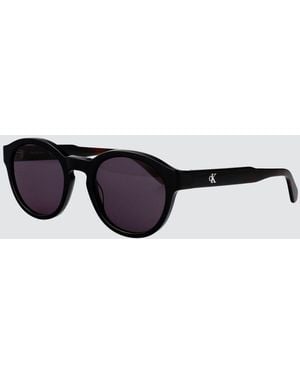 Calvin Klein Round Acetate Sunglasses With Monogram - White