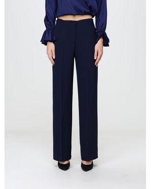 Hanita Wide-Leg Tailored Crêpe Pants With Mid-Rise Waist - Blue