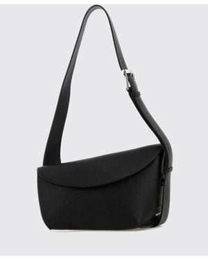 McQueen Sling T-Bar Asymmetric Calf Leather Shoulder Bag - Black