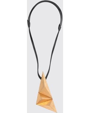Monies Collar Greya De Madera Chapada En Oro Y Piel - Blanco