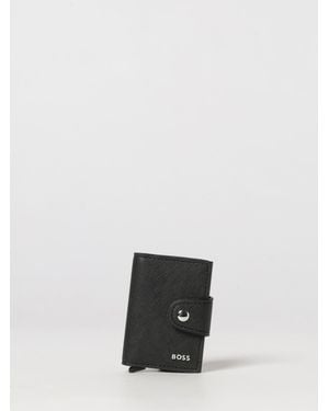 BOSS Tarjetero Bifold De Piel Saffiano Con Cierre De Lengüeta Y Logo - Blanco
