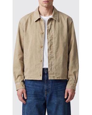 AURALEE Long-Sleeved Cotton Shirt Jacket With Slant Pockets - Natural