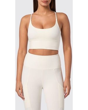 Philipp Plein Cropped Sports Bralette Top With Criss-Cross Straps - White