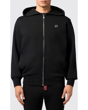 Philipp Plein Cotton Zip Up Hoodie - Black