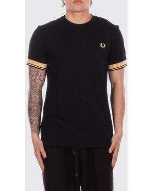 Fred Perry Cotton T-Shirt With Logo - Black