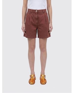 Brunello Cucinelli Pantalones Cortos De Mezcla De Algodón Y Lino - Rojo