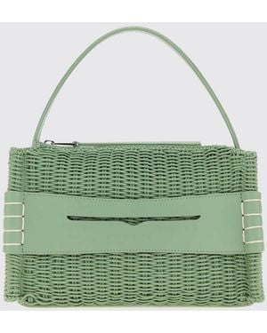 JW Anderson Medium Loafer Woven Leather Handbag With Embossed Logo - Green