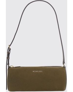 Michael Kors Izzy Cylindrical Leather And Nubuck Shoulder Bag With Adjustable Handle - Grey
