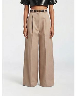 Balenciaga Cotton Wide Leg Trousers - Brown