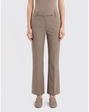Brunello Cucinelli Flared Stretch Cotton Trousers - Natural
