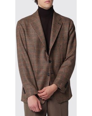 Tagliatore Single-Breasted Tartan Blazer - Brown