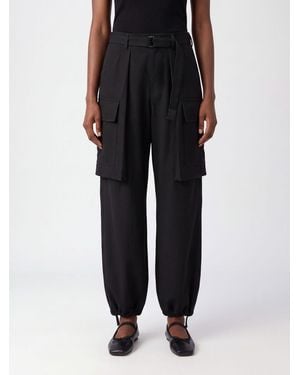 SACAI X CARHARTT WIP Wide Leg Cotton Cargo Trousers With Elasticated Waist - Black