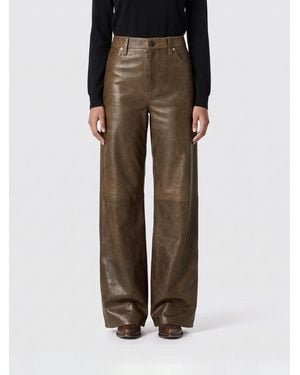 Golden Goose High-Waisted Wide-Leg Leather Trousers With Floral Pattern - Multicolour