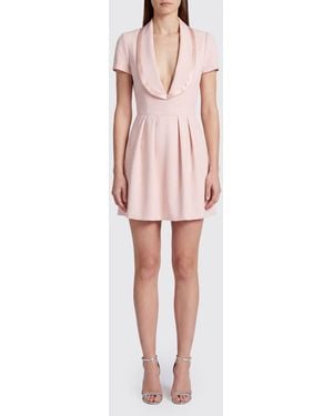 Elisabetta Franchi Flared Crêpe Mini Dress With Shawl Collar And Short Sleeves - Pink