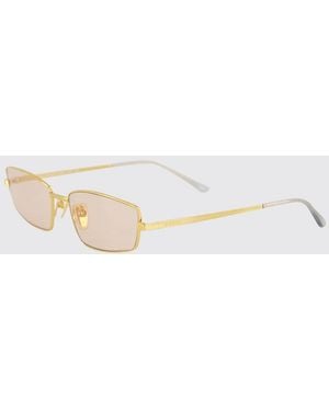 Gucci Engraved-Logo Rectangular Metal Sunglasses - Natural