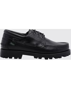 Paraboot Briac Smooth Calfskin Boat Shoes With Rubber Sole - Black