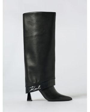 KARL LAGERFELD Kalosh Leather Boots - Black