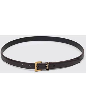 Saint Laurent Cassandre Leather Belt - Red