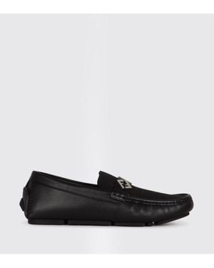 Fendi Mocassins Ff En Cuir - Blanc