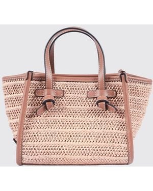 Gianni Chiarini Miss Marcella Woven Raffia And Leather Bag - Pink